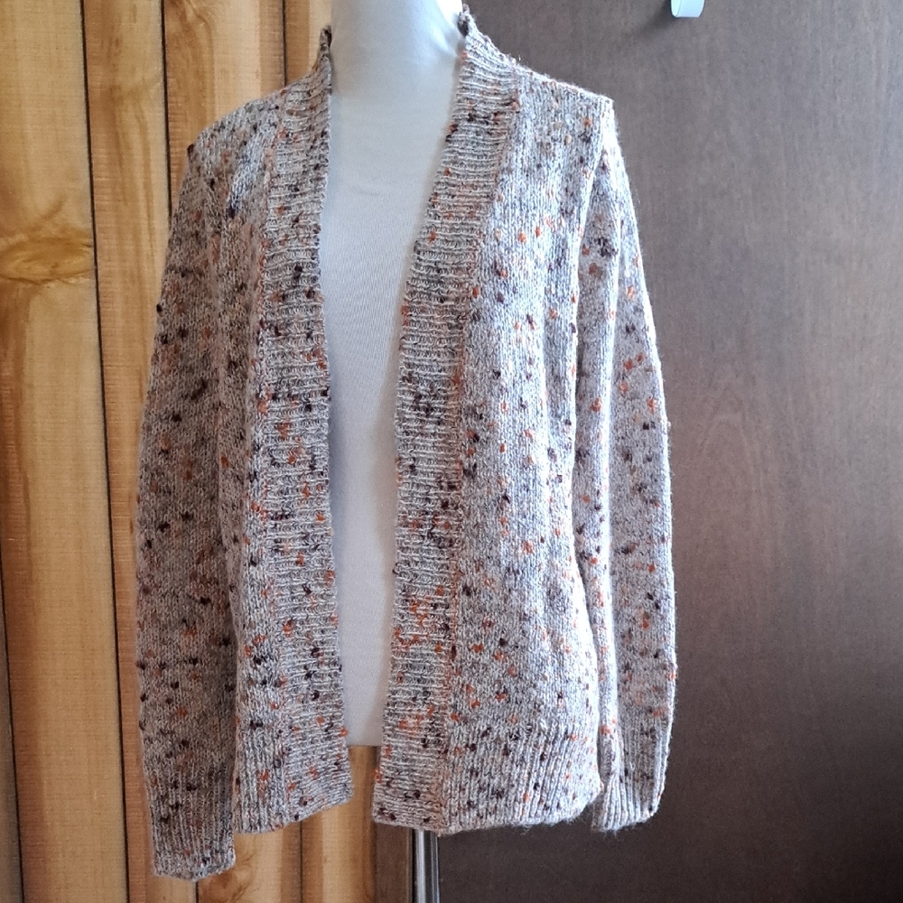 Speckled Knit Women's Open Cardigan Sweater brown/tan/orange Maurices M